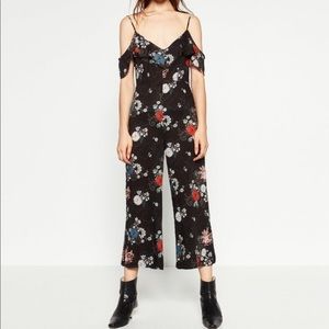 Zara off shoulder floral jumpsuit.
